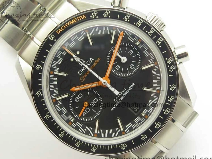 0114 Speedmaster Moonwatch OMF 1:1 Best Edition Black Dial Orange Hand on SS Bracelet A Timeless 8044